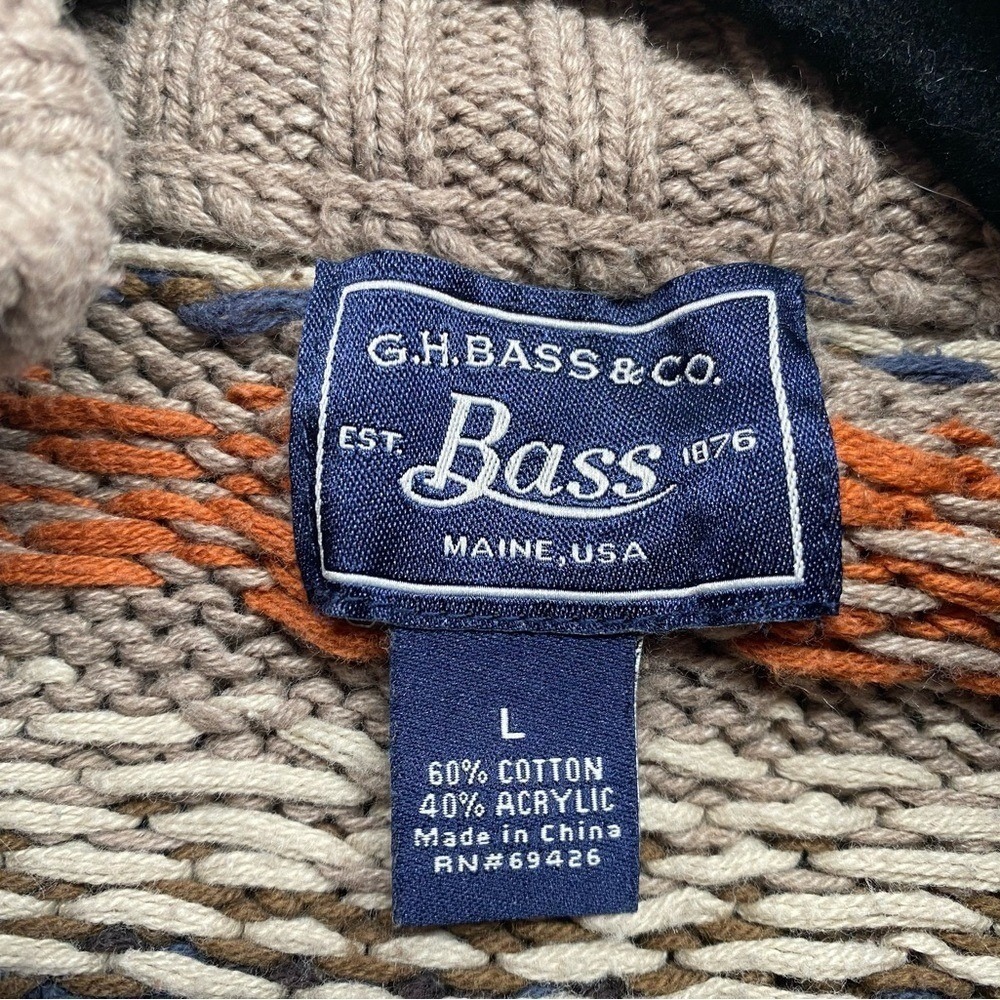 Men's G.H. Bass &‎ Co Vintage Tan and Brown Nordic Sweater Size Large/L D - Picture 3 of 3